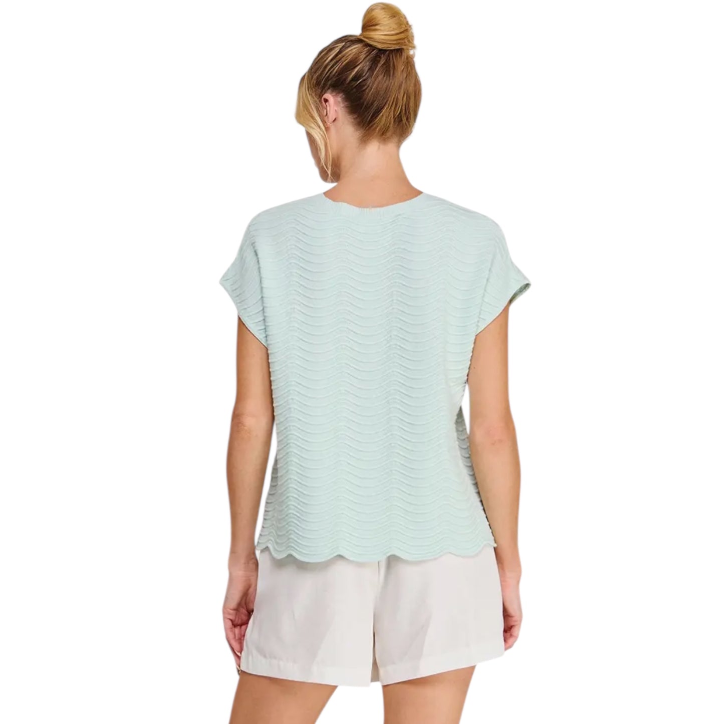 Scallop Trim Lightweight Knit Top