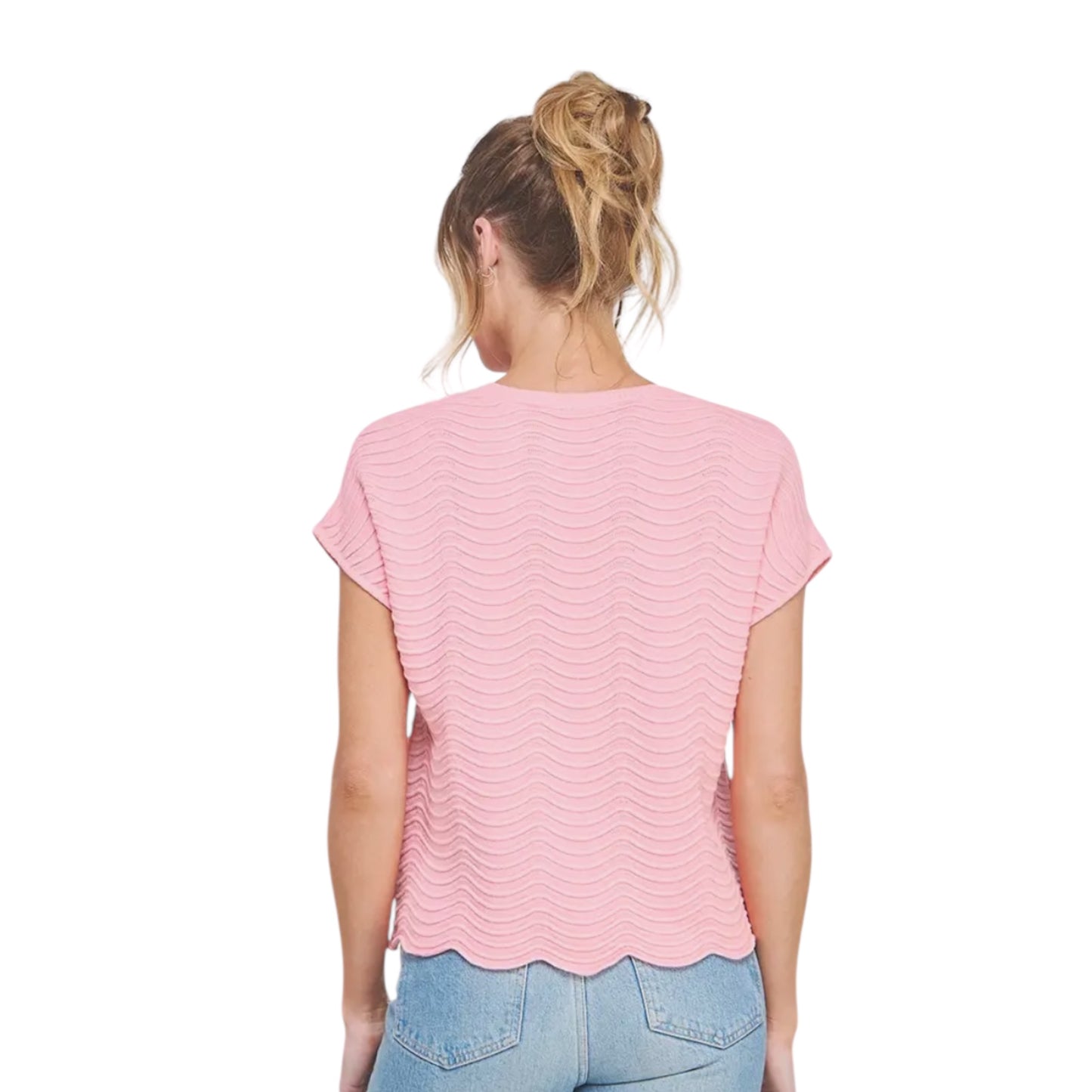 Scallop Trim Lightweight Knit Top